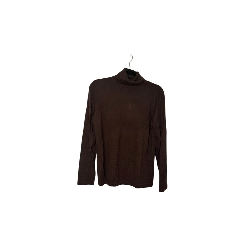 QVC Style Brown Long Sleeve Turtleneck Top Women's Blouse Knit Pullover NWT